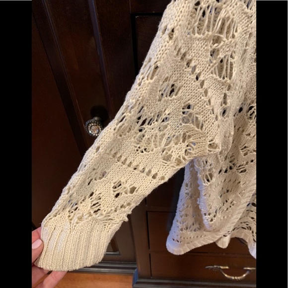 GARAGE Ivory Eyelet Crocheted Sweater In Size Medium - Picture 7 of 10